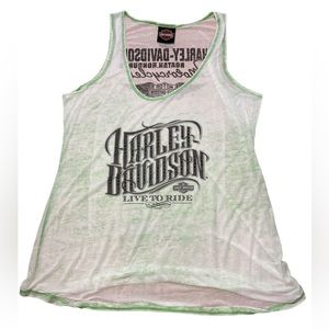 Harley Davidson‎ Women’s Green Rhinestone Tank Top Size Large Roatan Honduras